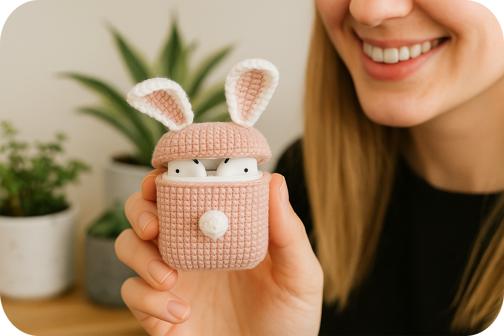 Crochet Bunny AirPods Case Kit