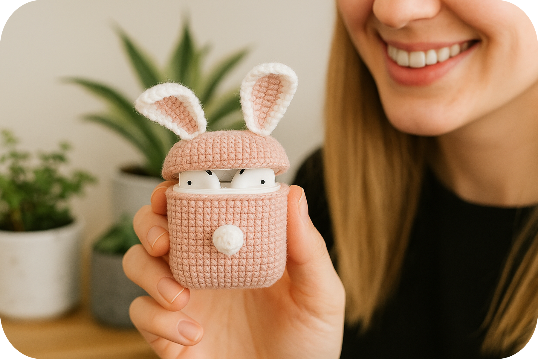 Crochet Bunny AirPods Case Kit