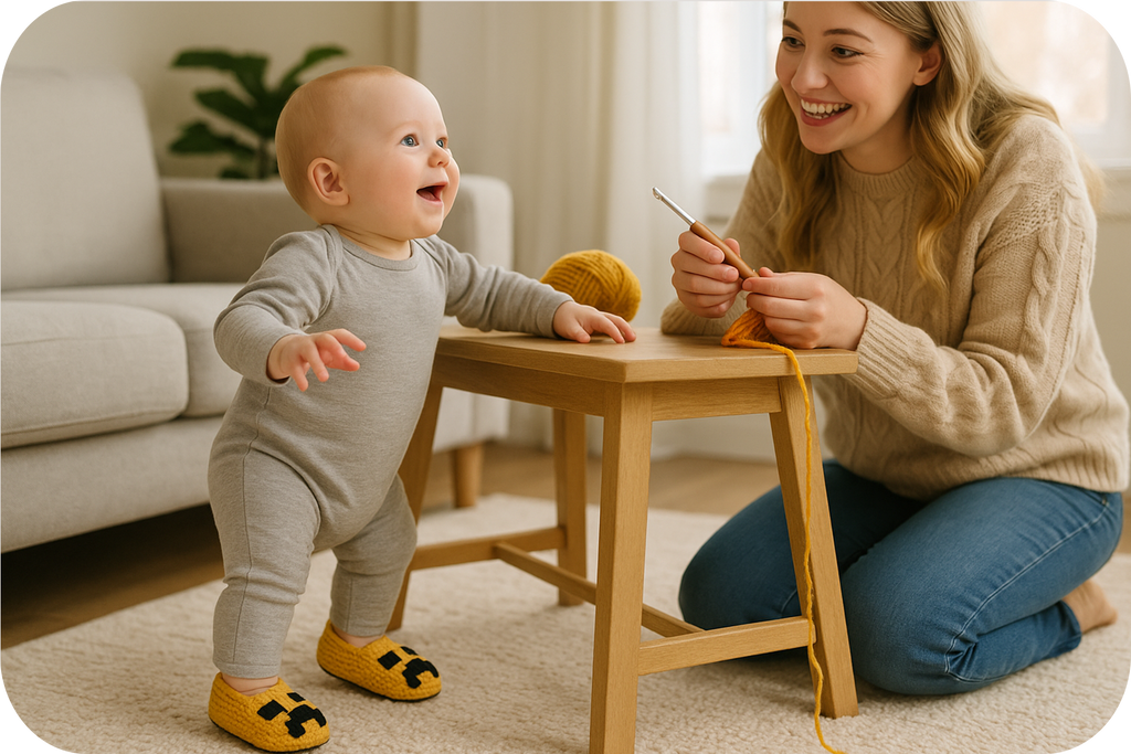 Crochet Minecraft Creeper Slippers Kit – DIY Gift Set for Beginners