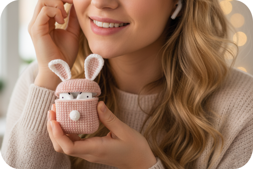 Crochet Bunny AirPods Case Kit