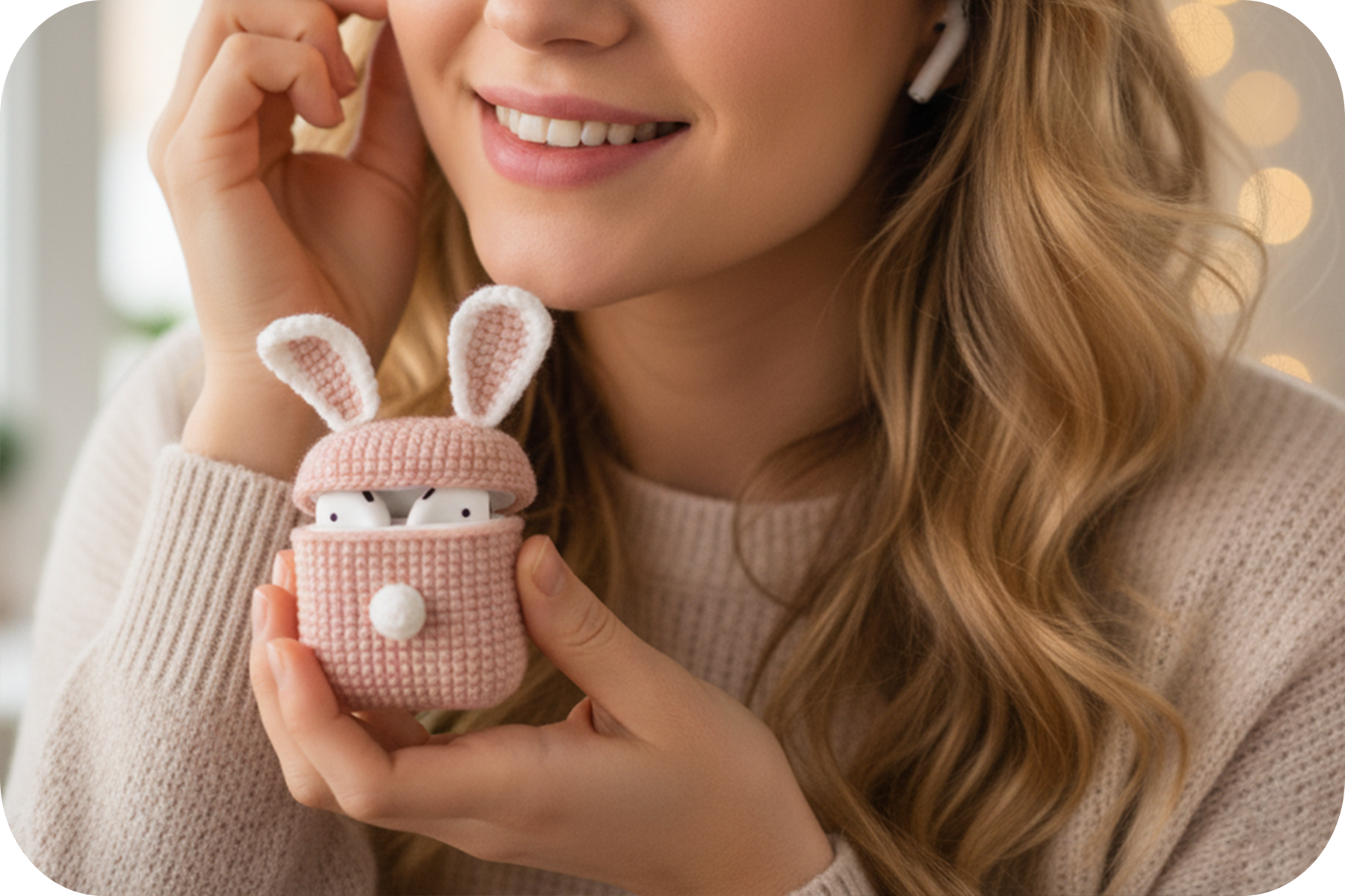 Crochet Bunny AirPods Case Kit
