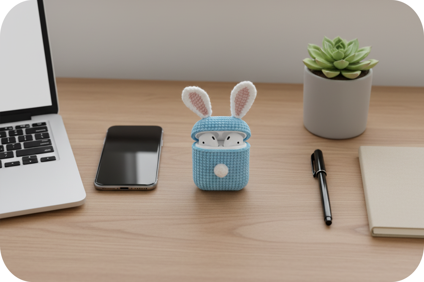 Crochet Bunny AirPods Case Kit